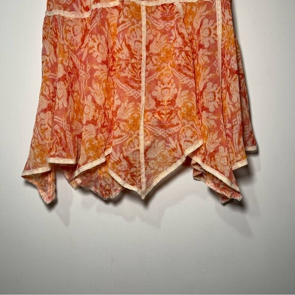 Free People women's orange Creamssicle voile slip tunic dress damask in size XS - Picture 5 of 7